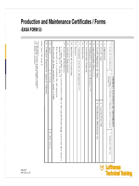 Production And Maintenance Certificates Forms Easa Form 52 Pdf