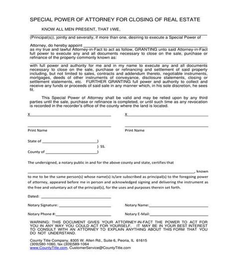 Free 5 Real Estate Power Of Attorney Forms In Pdf Ms Word