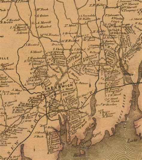Fairfield County Connecticut 1858 Old Wall Map Reprint With Etsy