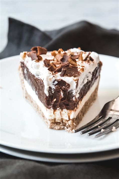 Arkansas Possum Pie Is A Creamy Layered Chocolate And Cream Cheese Pie In A Pecan Shortbread