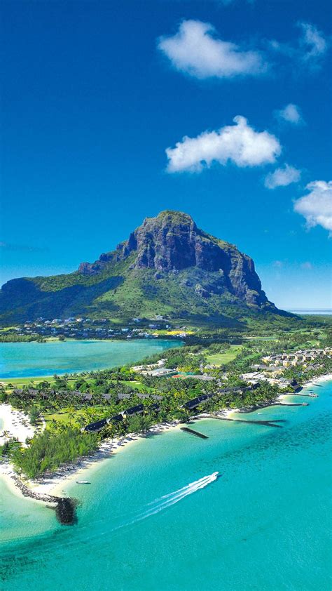 Download Mountain And City In Mauritius Wallpaper