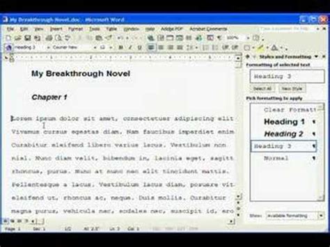 Manuscript Formatting In Ms Word Youtube