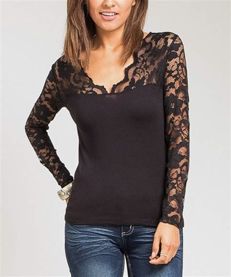 Look At This Black Lace V Neck Top Women On Zulily Today Black