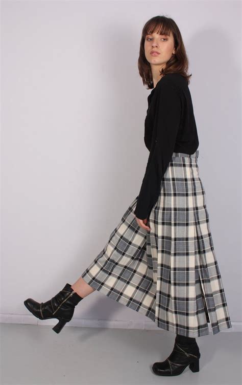 Vintage Plaid Skirt 80s Skirt Tartan Skirt Accordion Etsy
