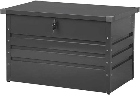 Beliani Outdoor Steel Storage Box Grey Metal Cushion Chest Lockable