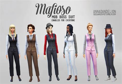 My Sims 4 Blog Mob Boss Suit For Females By Sqquaresims Boss Suits