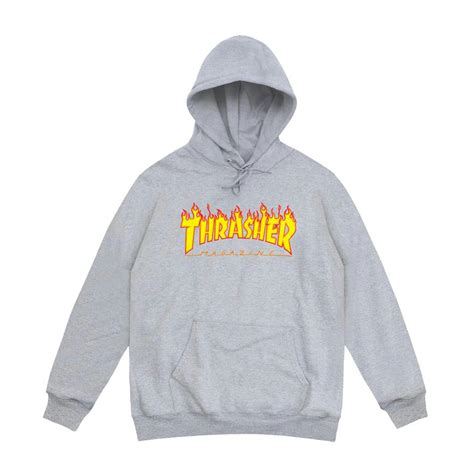 Thrasher Flame Hoodie Light Grey Boardworld Store