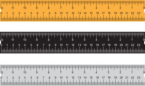 Set Of Three Rulers On Transparent Background Plastic Yellow Black