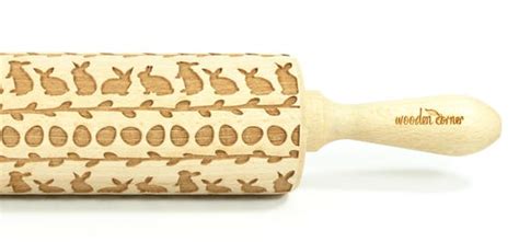 Easter Bunnies And Willow Big Size Rolling Pin Engraved