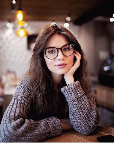 Comfy Style Sweater Glasses And Messy Hair Girls With Glasses Portrait