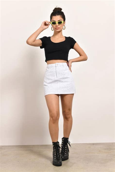 Tobi Mini Skirts Womens Eberly White Multi Speckled Skirt White Multi TheiPodTeacher