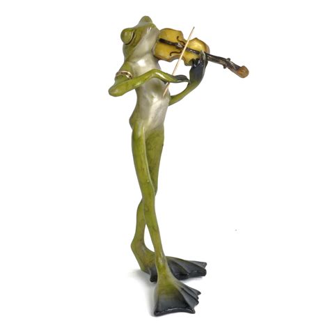 Polyresin Frog With Violin Musician Forpost Trade Inc