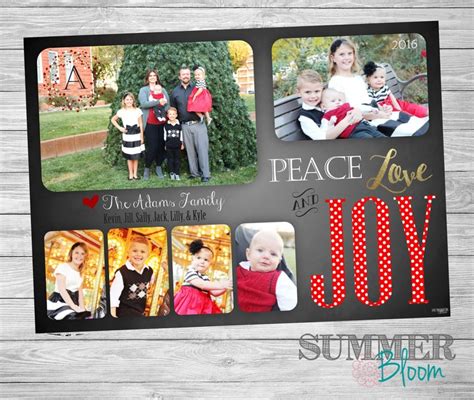 Peace Love And Joy Christmas Photo Card Etsy