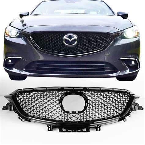 2017 2018 Mazda 6 6 Mesh Style Front Upper Grille Gloss Black Abs Hg