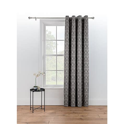 Charcoal Geometric Foil Single Panel Eyelet Curtain Home George At Asda