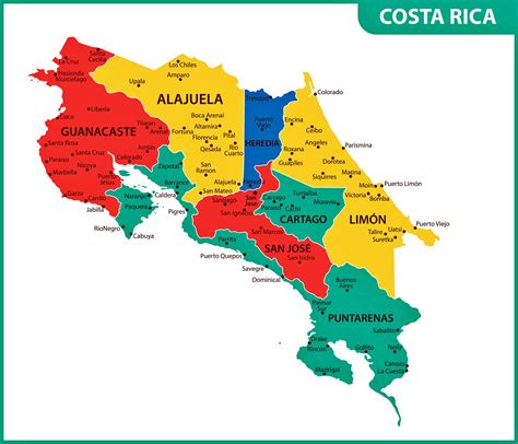 Costa Rica Map Of Regions And Provinces