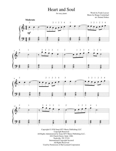 Heart And Soul For Easy Piano Free Music Sheet