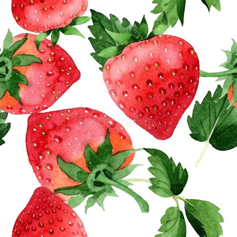 Red Strawberries Wild Fruit Seamless Background Pattern Fabric