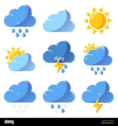 Weather Icons Forecast Colorful Vector Icons Set Stock Vector Image