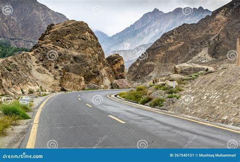 Majestic View Of Karakoram Highway With Karakoram Range Stock Image