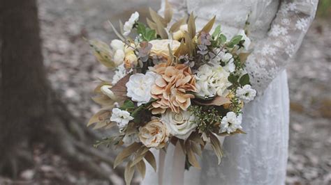 Taupe Tan And Ivory Bridal Bouquet For Classic Autumn Wedding Rustic