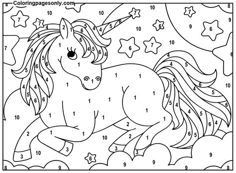 Images Unicorn Color By Number Coloring Page Free Printable Coloring