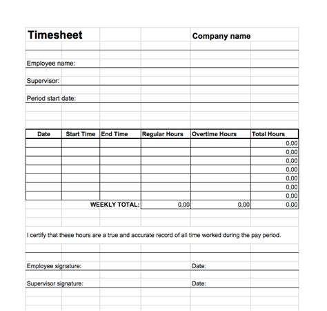Timecard Template With Lunch Tutoreorg Master Of Documents