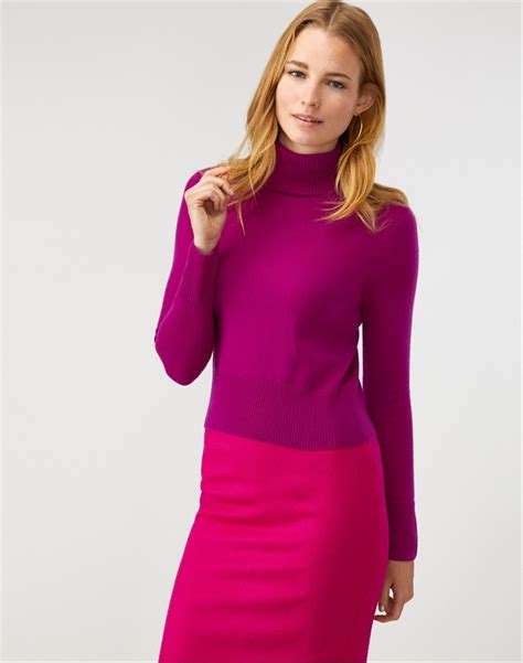 Bright Magenta Cashmere Cropped Polo Sweater Pure Collection