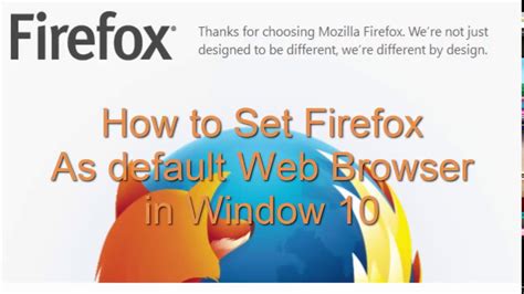 Set Firefox As Default Web Browser In Windows 10 Youtube