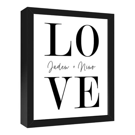 Designs Direct Personalized Love Typography 1273 Inch X 1573 Inch Black Framed Canvas Wall Art