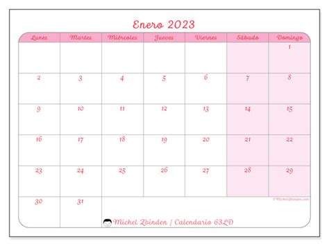 Calendario Enero De 2023 Para Imprimir “47ld” Michel Zbinden Ni