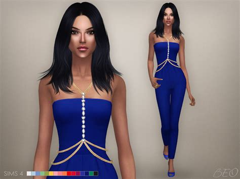 Sims 4 Ccs The Best Crista Body Chain And Jumpsuit By Beo