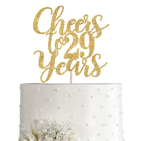 Buy Gold Glitter Cheers To 29 Years Cake Topper Gold Happy 29th