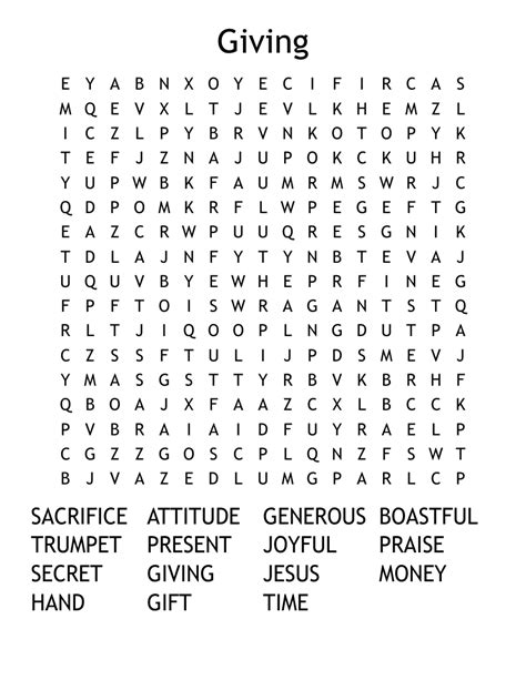 Giving Word Search Wordmint