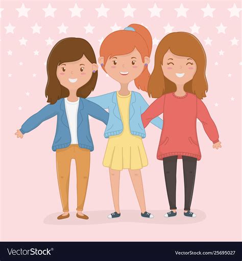 Friendship Girls Cartoons Design Royalty Free Vector Image