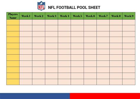 Printable Football Pool Sheet Room