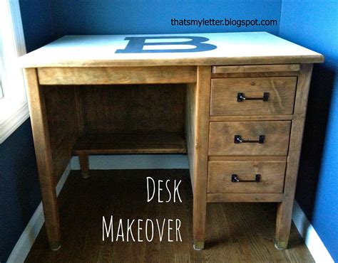 Thats My Letter Stained Vintage Desk Makeover With Monogram