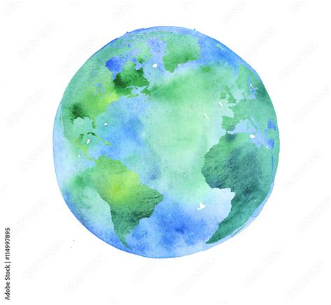 Hand Painted Earth Globe Watercolor Artwork Stock Illustration Adobe