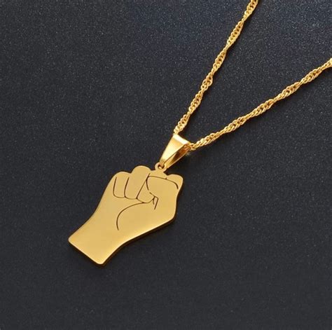Sale Fist Necklace Black Power Necklacefist Pendant Men Etsy
