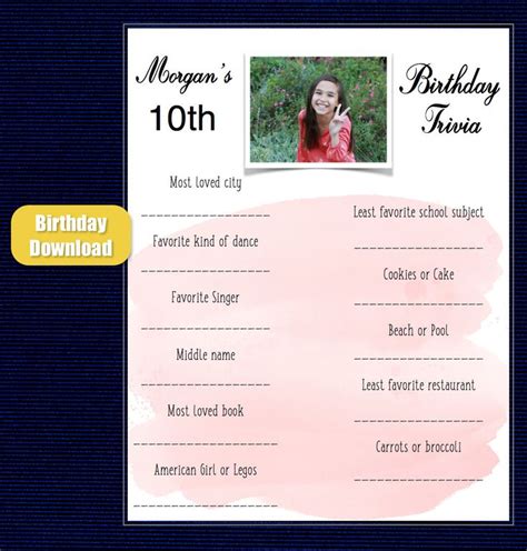 tween girls birthday party game who knows the birthday girl the best custom birthday game