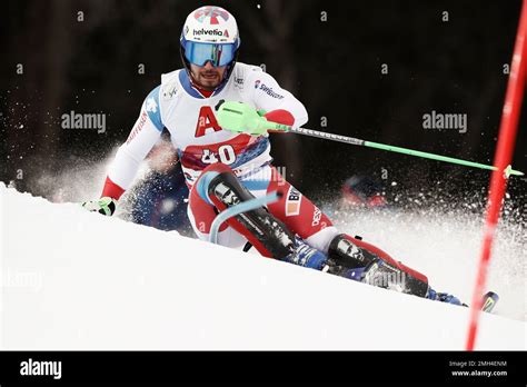 Switzerlands Luca Aerni Competes During An Alpine Ski Mens World Cup