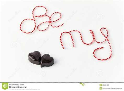 Words Be My Valentine With Chocolate Hearts Stock Photo ...