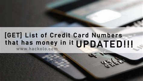 Get List Of Working Credit Card Numbers That Has Money In It Hacks