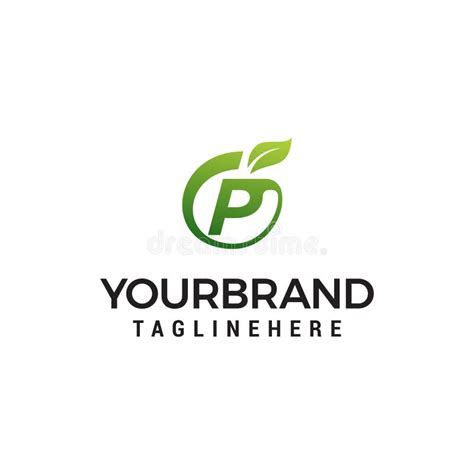 P Logo Initial Letter Design Template Vector With Leaf Fruit Logo