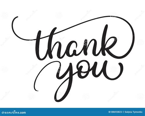 Thank You Text On White Background Calligraphy Lettering Vector