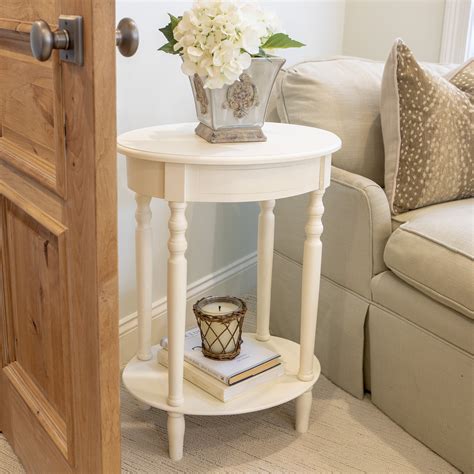 Décor Therapy Simplify Wood Oval Accent Table With Lower Shelf