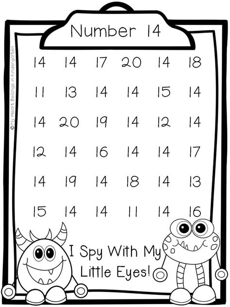 Number Recognition Printable Worksheets