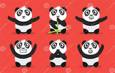 Cartoon Baby Pandas in Different Poses Set. Cute, Hand-drawn, Flat