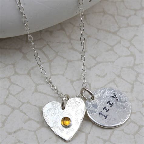 Sterling Silver Birthstone And Name Necklace By Lucy Kemp