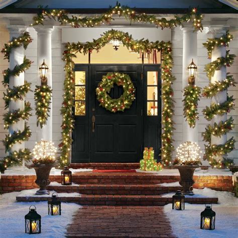 Image Result For Front Porch Columns Prelit Outdoor Garland Christmas